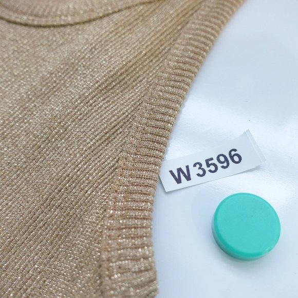 LA PETITE Francaise Top Small Nude Tank Knit Ribbed Metallic Parisian FRANCE - Picture 8 of 8